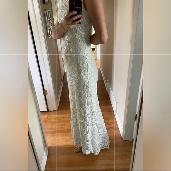 Tadashi Shoji Embroidered Lace Dress 6 mint green B7 - Picture 10 of 10